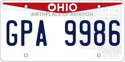 OH license plate GPA9986