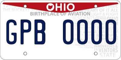 OH license plate GPB0000