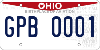 OH license plate GPB0001