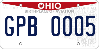 OH license plate GPB0005
