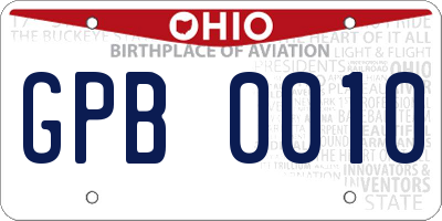 OH license plate GPB0010