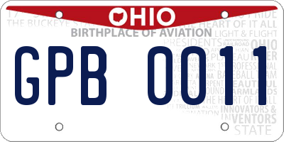 OH license plate GPB0011