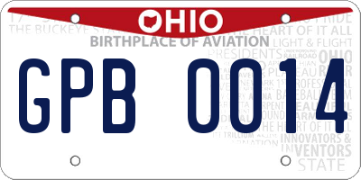 OH license plate GPB0014