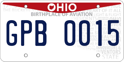 OH license plate GPB0015