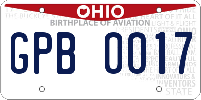 OH license plate GPB0017
