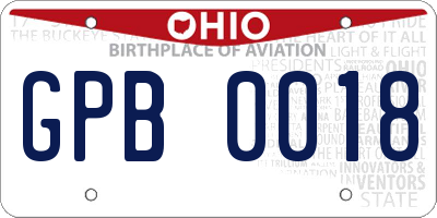 OH license plate GPB0018