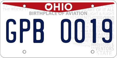 OH license plate GPB0019