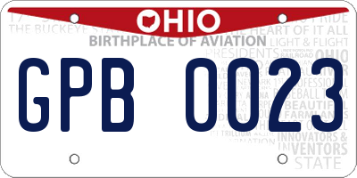OH license plate GPB0023