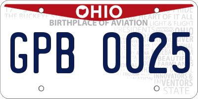 OH license plate GPB0025