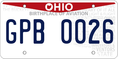 OH license plate GPB0026