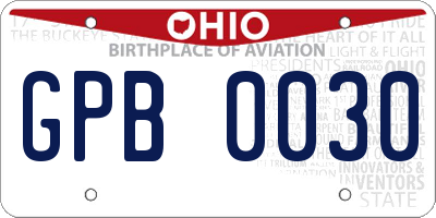 OH license plate GPB0030