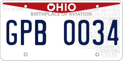 OH license plate GPB0034