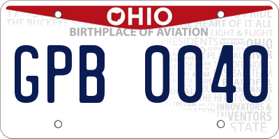 OH license plate GPB0040