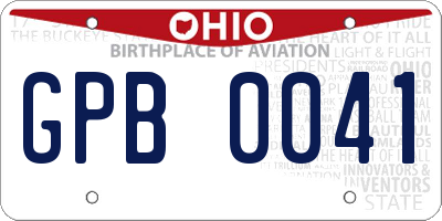 OH license plate GPB0041