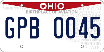 OH license plate GPB0045