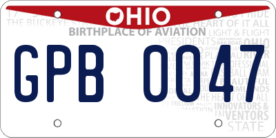 OH license plate GPB0047
