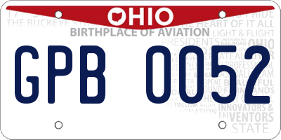 OH license plate GPB0052