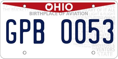 OH license plate GPB0053