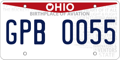OH license plate GPB0055