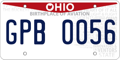 OH license plate GPB0056