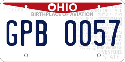 OH license plate GPB0057