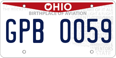OH license plate GPB0059