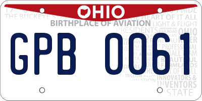 OH license plate GPB0061