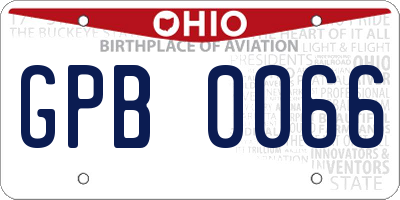 OH license plate GPB0066