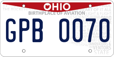 OH license plate GPB0070