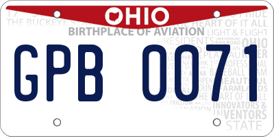 OH license plate GPB0071