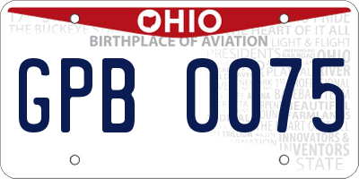 OH license plate GPB0075