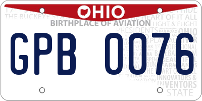 OH license plate GPB0076