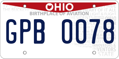 OH license plate GPB0078