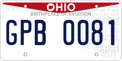 OH license plate GPB0081
