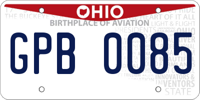 OH license plate GPB0085