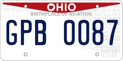 OH license plate GPB0087