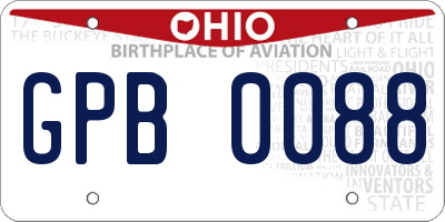 OH license plate GPB0088