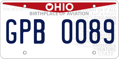 OH license plate GPB0089