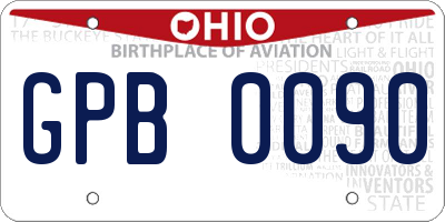 OH license plate GPB0090