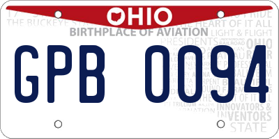 OH license plate GPB0094