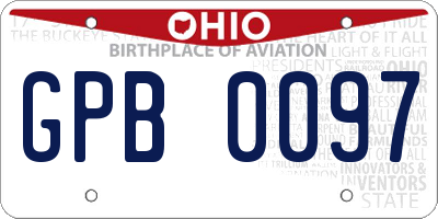 OH license plate GPB0097