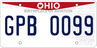 OH license plate GPB0099
