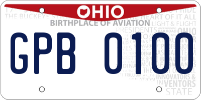 OH license plate GPB0100