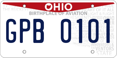 OH license plate GPB0101