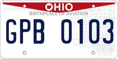 OH license plate GPB0103