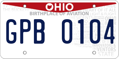 OH license plate GPB0104