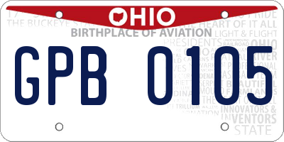 OH license plate GPB0105