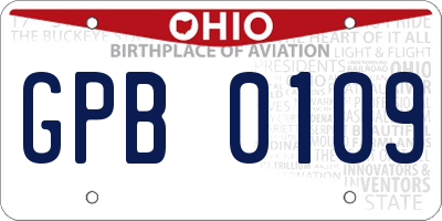 OH license plate GPB0109
