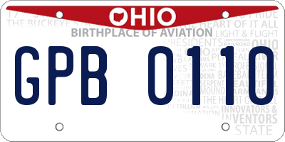 OH license plate GPB0110