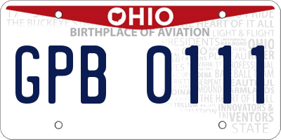 OH license plate GPB0111